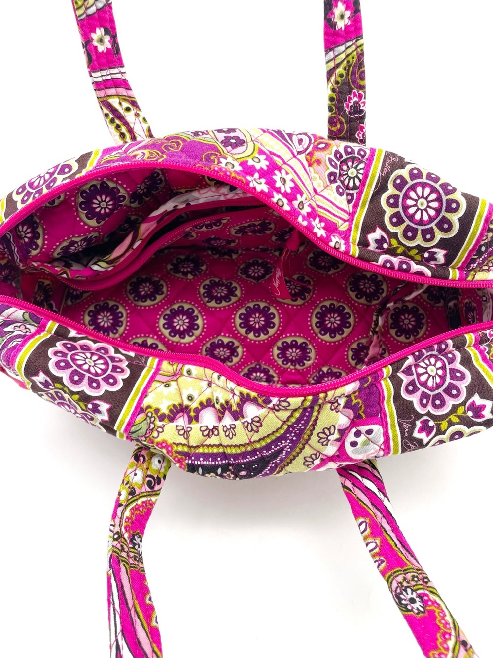 Vera Bradley Original Handbag Very Berry Paisley Pink Purple Barrel Shoulder Bag - Picture 6 of 11